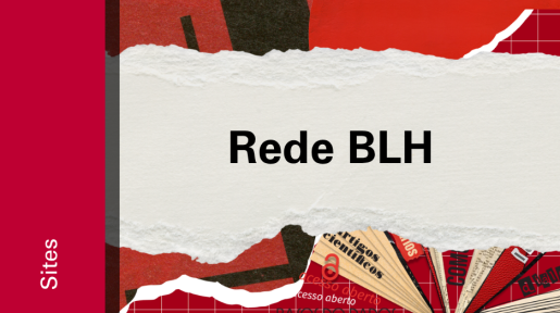 Imagem de divulgação da Rede BLH, com fundo vermelho, com ilustração e etiqueta Sites